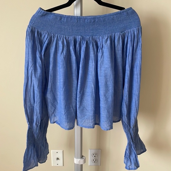 MAJE Paris Off-the-shoulder blouse Top In Bleu, size S - Picture 7 of 11